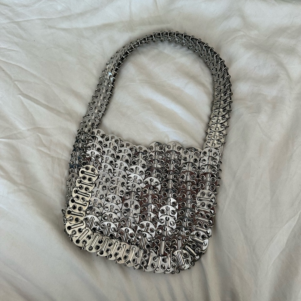 Metal Disc Bag In Silver